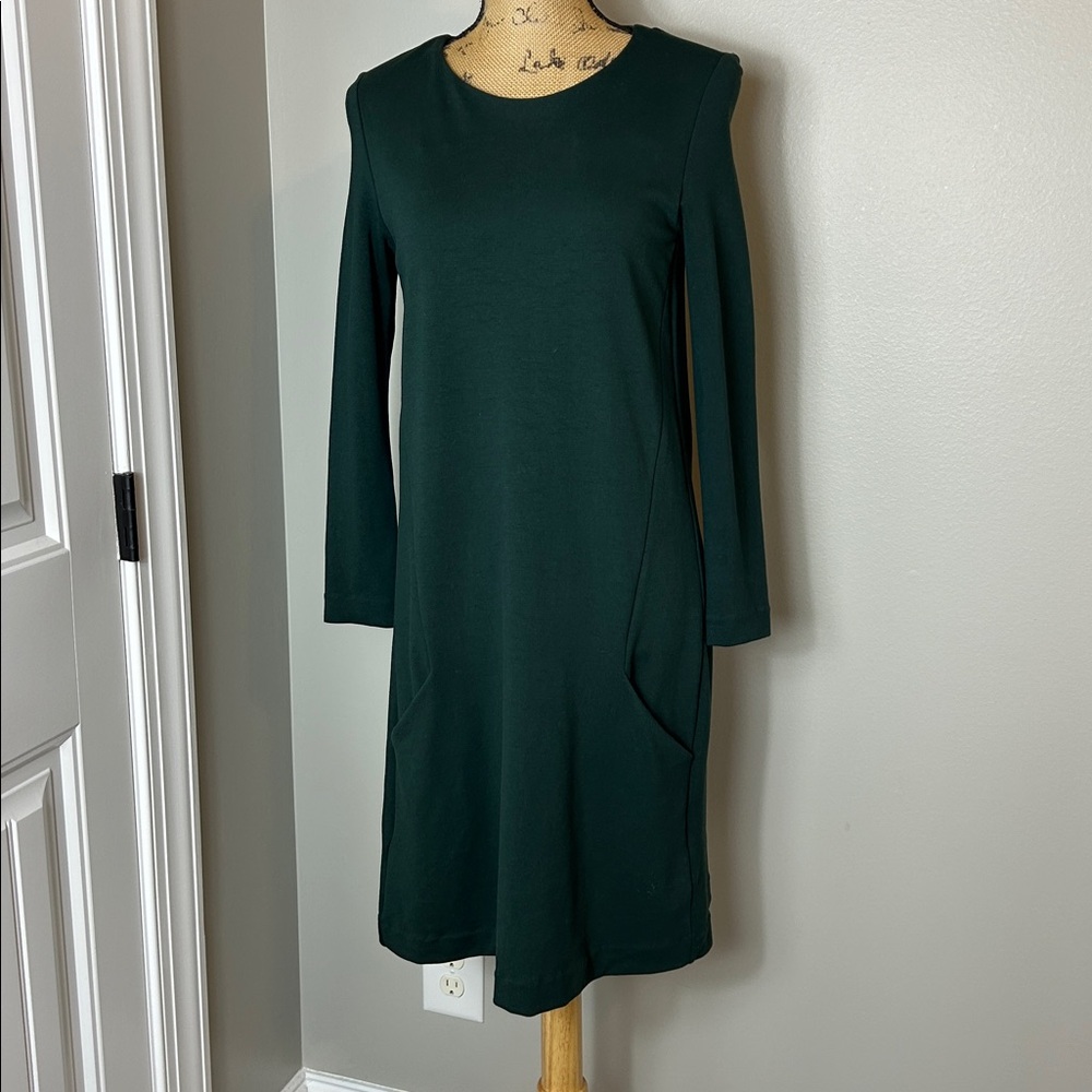 H&M Dark Green Long-Sleeve Shift Dress